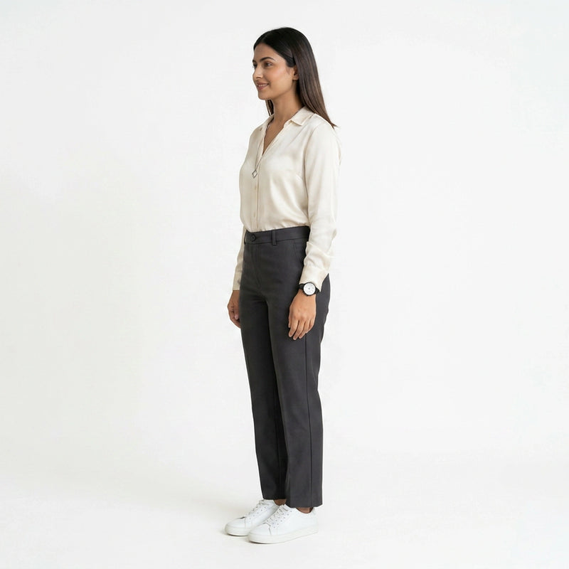 Women’s High-Waisted Pleated Trousers – Elegant Wide Leg Formal Pants