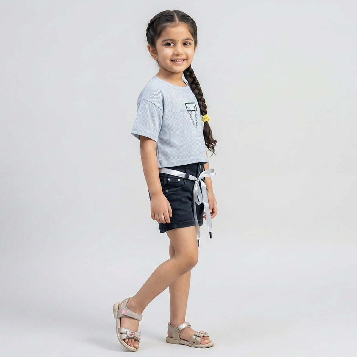 Girls Textured Crop T-Shirt