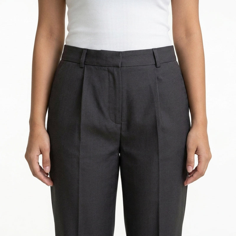Women’s High-Waisted Pleated Trousers – Elegant Wide Leg Formal Pants