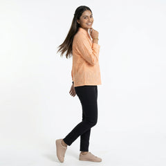 Blush Floral Embroidered Button-Down Shirt – Elegant Everyday Chic