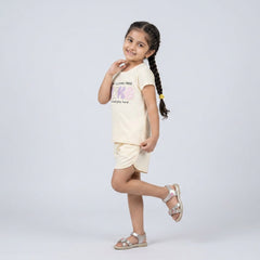 Girls Printed Co-Ord Set – Casual T-Shirt & Shorts Summer Outfit for Kids