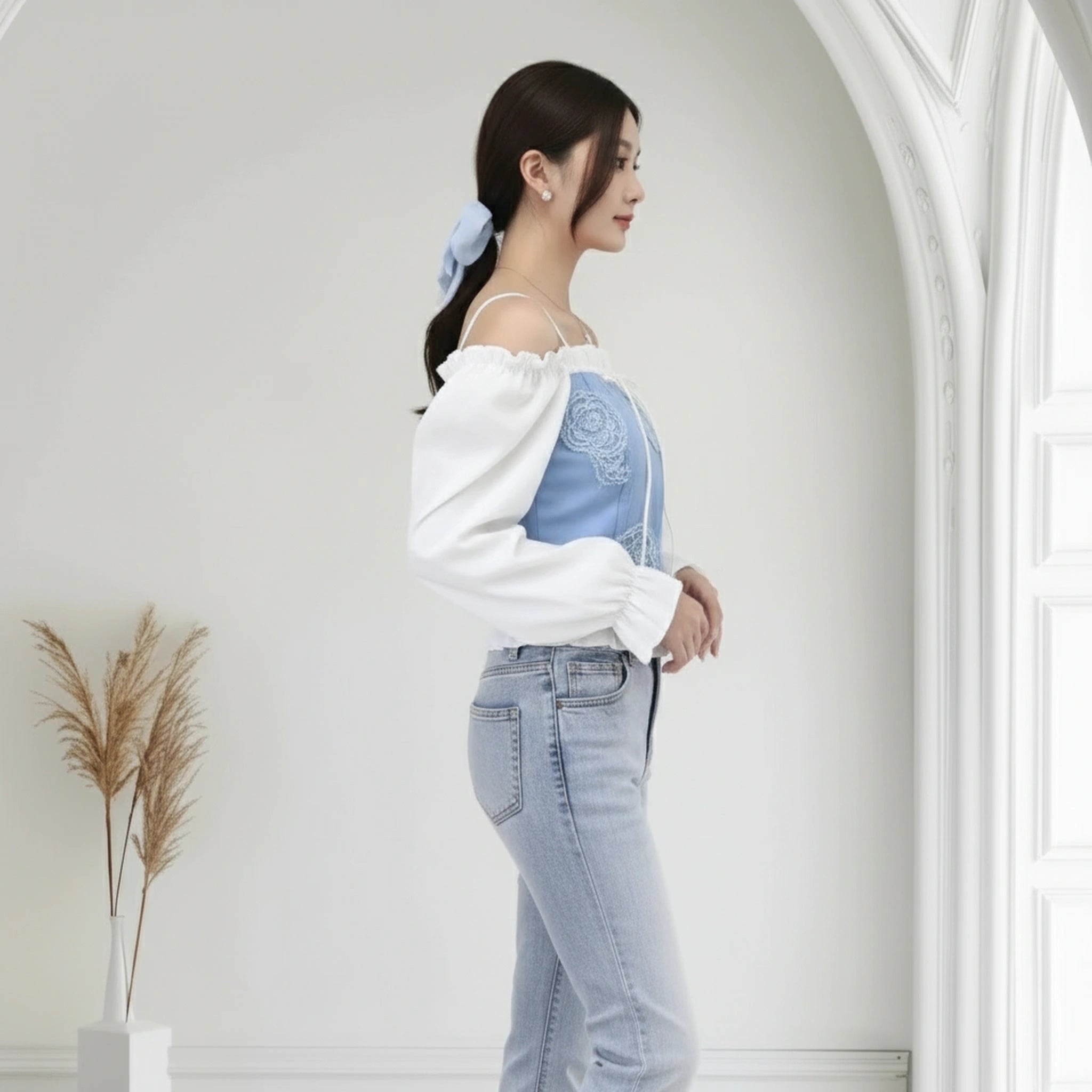 Women’s Off-Shoulder Top with Sleeves – Trendy Casual Wear