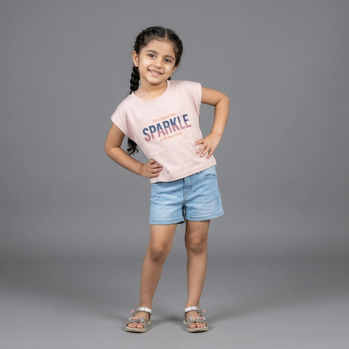 Girls "Sparkle" Graphic Print T-Shirt pair