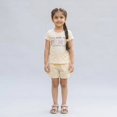Girls Printed Co-Ord Set – Casual T-Shirt & Shorts Summer Outfit for Kids