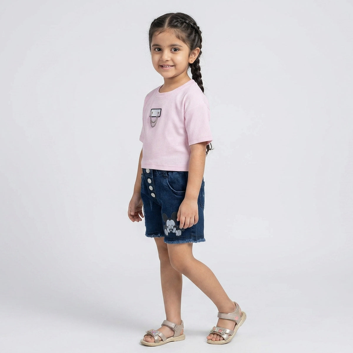 Girls Textured Crop T-Shirt