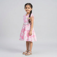Girls Floral A-Line Dress with Leggings – Elegant Casual & Party Wear Outfit for Kids