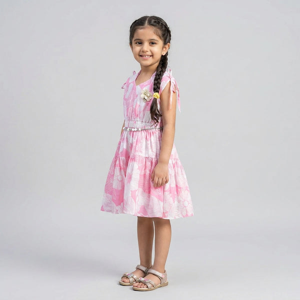 Girls Floral A-Line Dress with Leggings – Elegant Casual & Party Wear Outfit for Kids - image 4