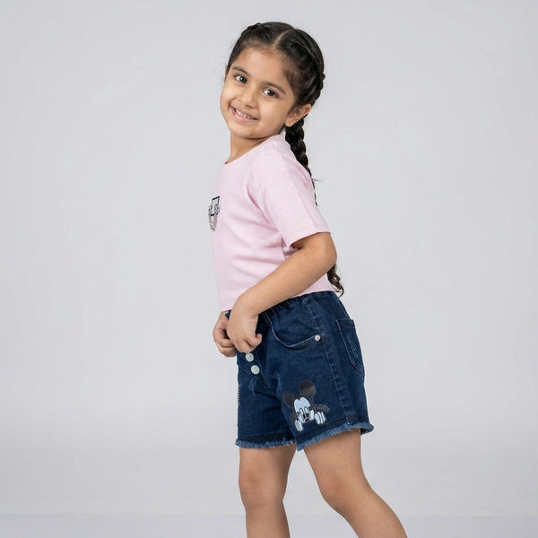 Girls Textured Crop T-Shirt