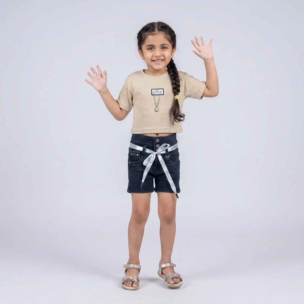 Girls Textured Crop T-Shirt