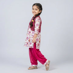 Girls Printed long blue and pink ethnic dress – Stylish Summer Casual dress Outfit for Kids