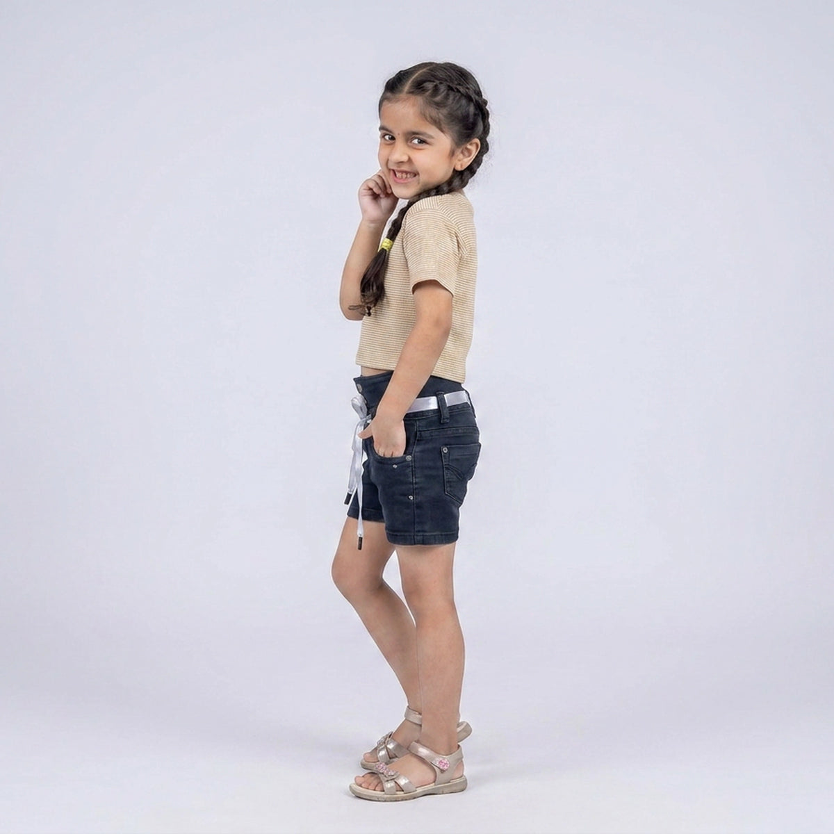 Girls Textured Crop T-Shirt