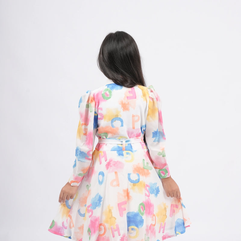 Multicolor Designer Dress for Girls – With Smart Pocket Sling Purse