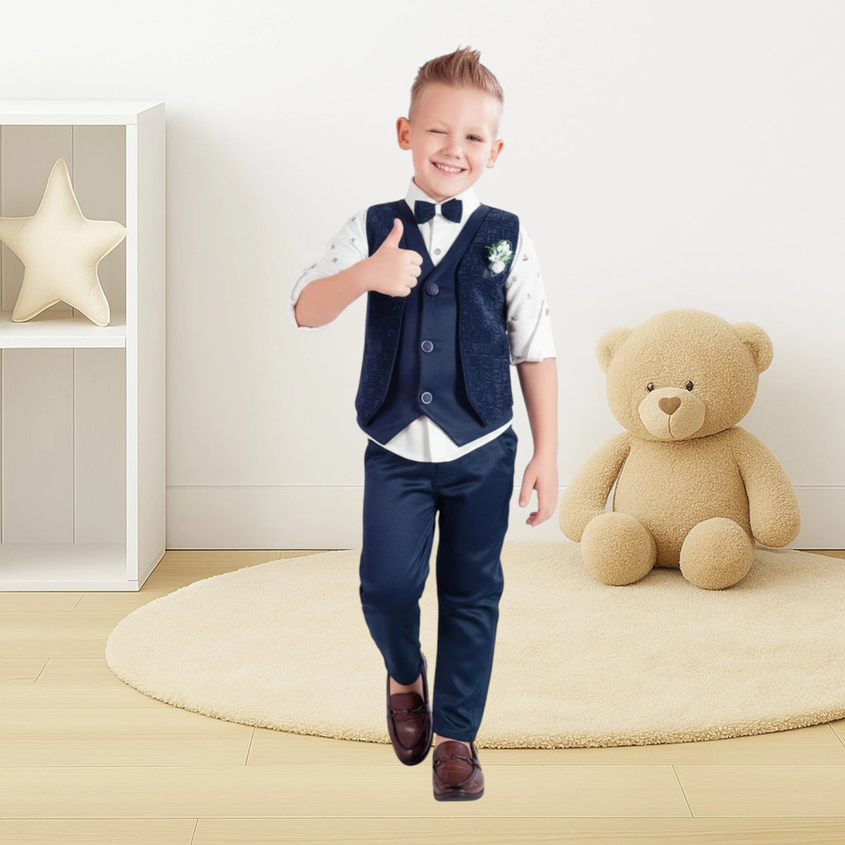 Boys Suit Set with Bow – Kids Party Wear Outfit - image 1