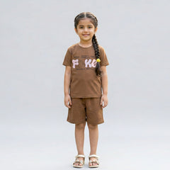 Girls Printed Co-Ord Set – Casual T-Shirt & Shorts Summer Outfit for Kids