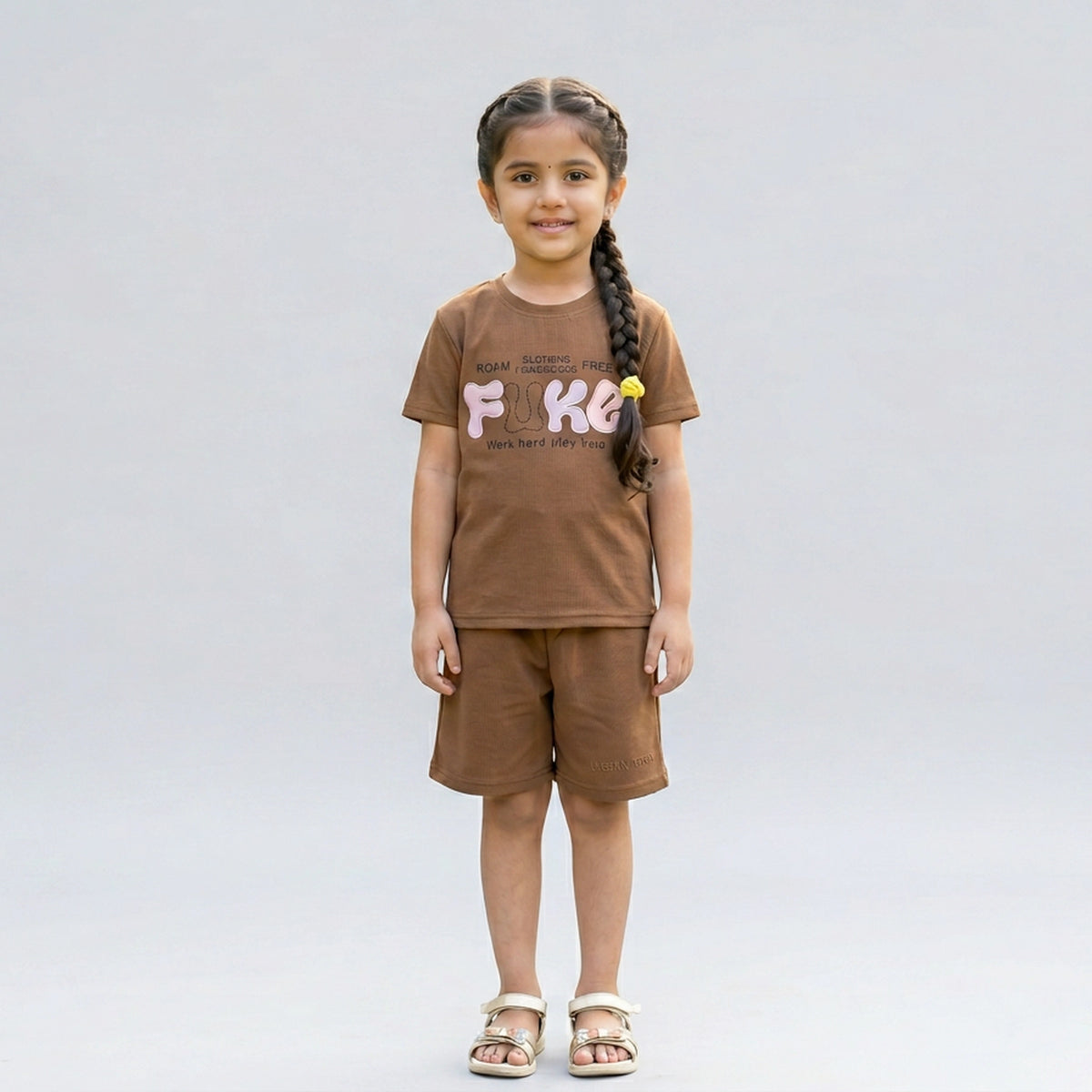 Girls Printed Co-Ord Set – Casual T-Shirt & Shorts Summer Outfit for Kids - image 2