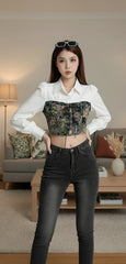 Women’s Floral Corset Crop Top – Trendy Casual Wear