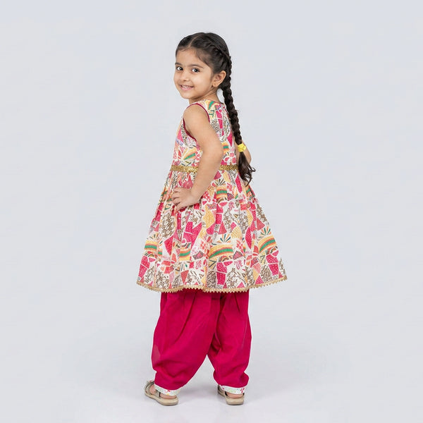 Girls Printed ethnic colorful traditional outfit dress – Stylish ethnic dress Outfit for Kids - image 3