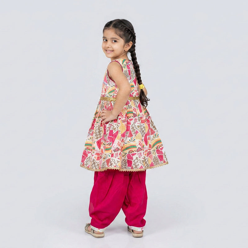 Girls Printed ethnic colorful traditional outfit dress – Stylish ethnic dress Outfit for Kids