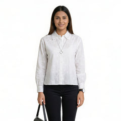 Blush Floral Embroidered Button-Down Shirt – Elegant Everyday Chic