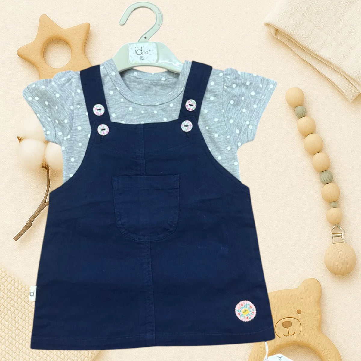 Girls’ Dungaree with T-Shirt Set – Multiple Colors | Stylish Kids Wear - image 2