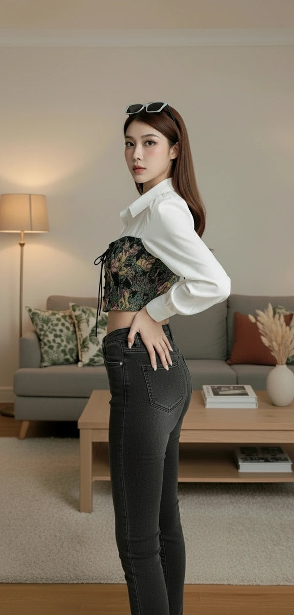 Women’s Floral Corset Crop Top – Trendy Casual Wear