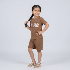 Girls Printed Co-Ord Set – Casual T-Shirt & Shorts Summer Outfit for Kids
