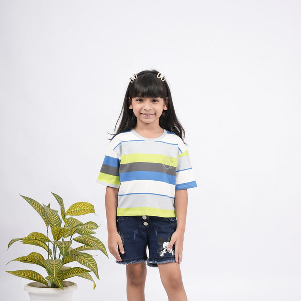 Stylish Girls Striped Cotton T-Shirt – Quarter Sleeves & Trendy Fit - image 11