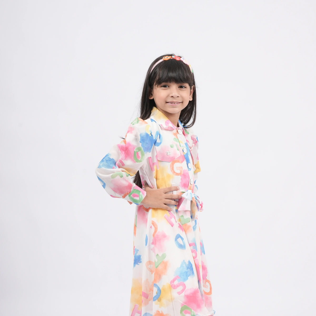Multicolor Designer Dress for Girls – With Smart Pocket Sling Purse - image 5