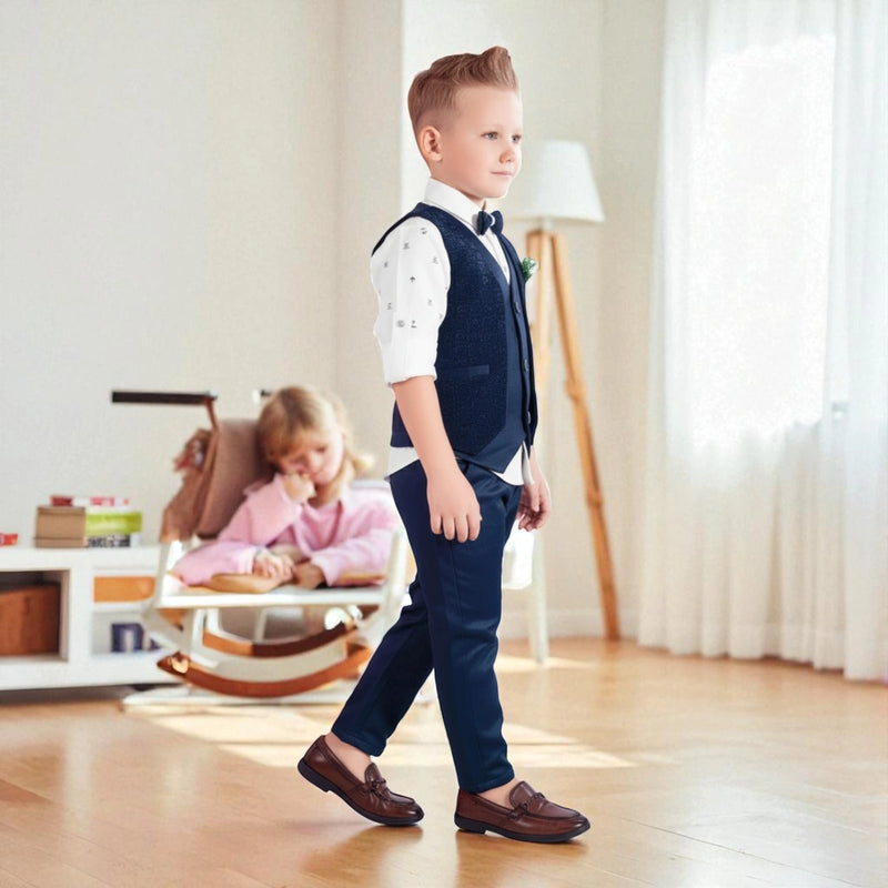 Boys Suit Set with Bow – Kids Party Wear Outfit