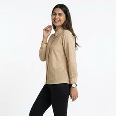 Blush Floral Embroidered Button-Down Shirt – Elegant Everyday Chic