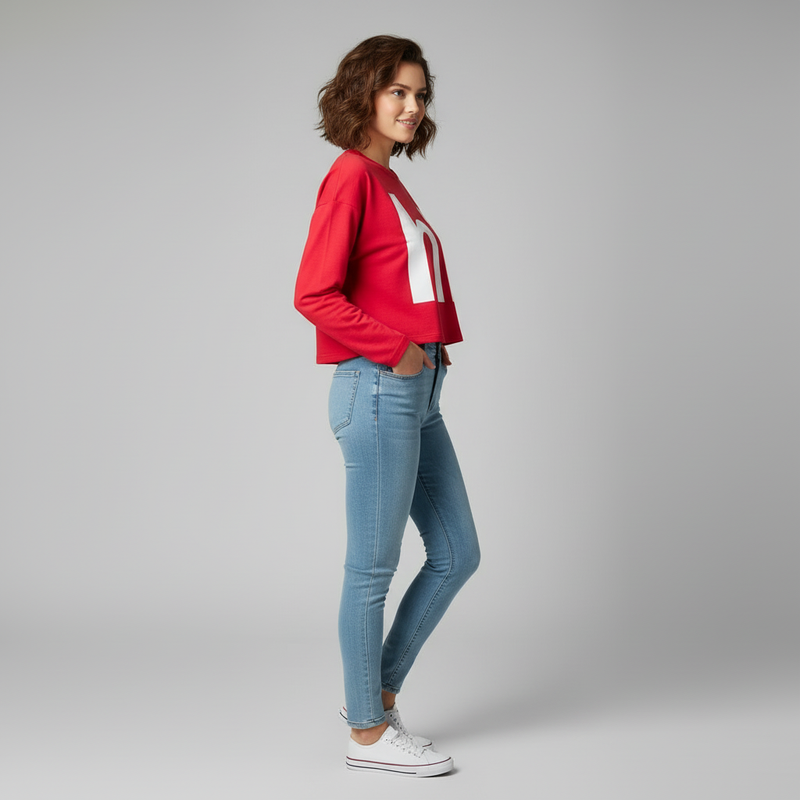 Women’s “Hi Fashion” Printed Full Sleeve Cotton T-Shirt – Relaxed Fit