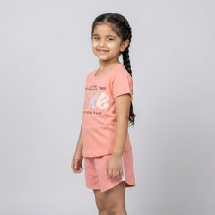 Girls Printed Co-Ord Set – Casual T-Shirt & Shorts Summer Outfit for Kids