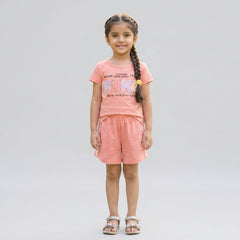 Girls Printed Co-Ord Set – Casual T-Shirt & Shorts Summer Outfit for Kids