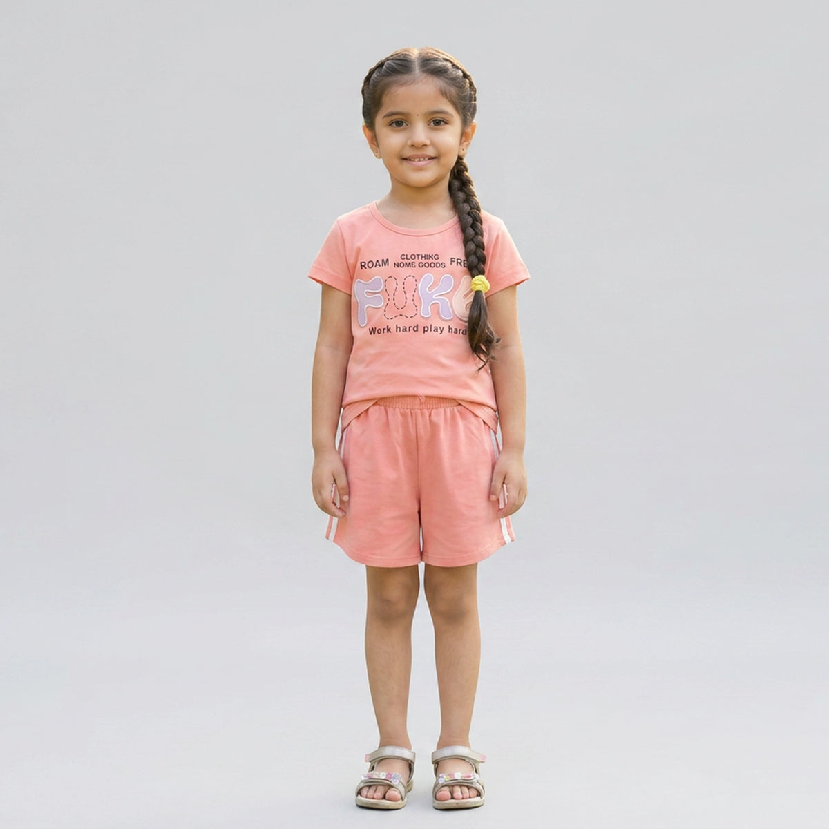 Girls Printed Co-Ord Set – Casual T-Shirt & Shorts Summer Outfit for Kids - image 3