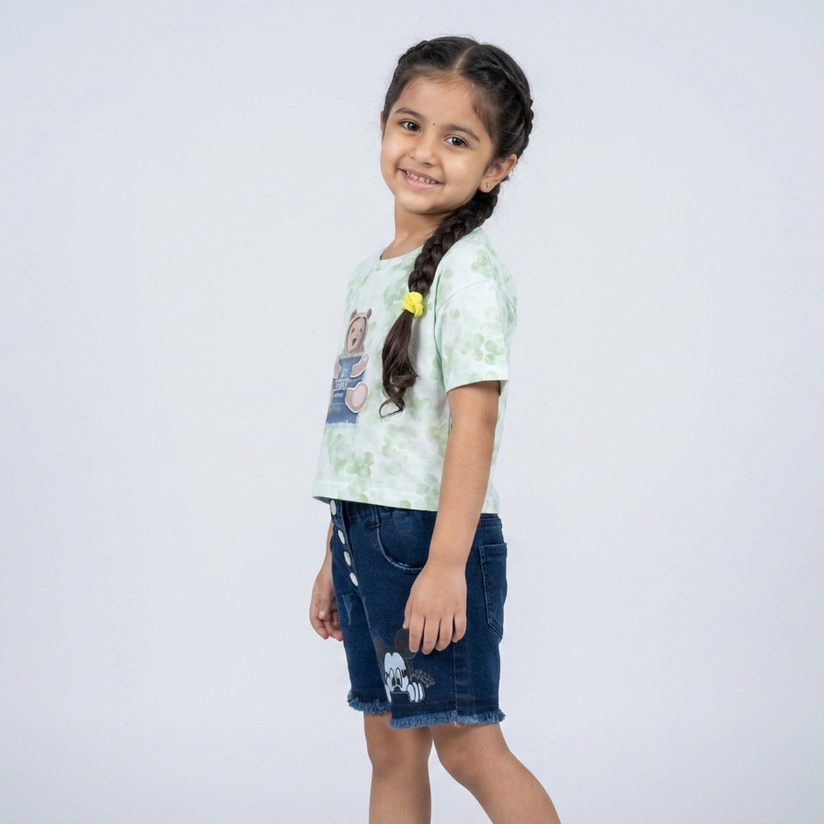 Girls Tie-Dye Teddy Bear Print T-Shirt