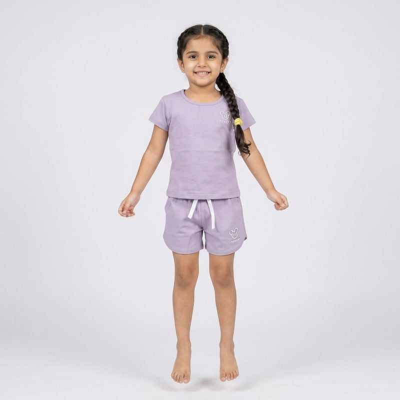 Girls Co-Ord Set – Casual Cotton T-Shirt & Shorts Outfit for Kids