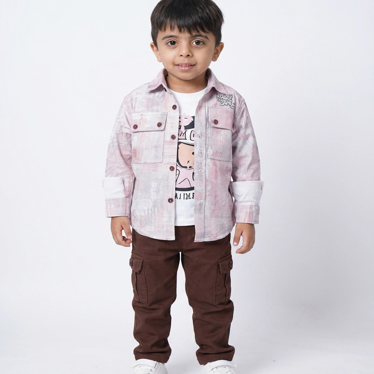 BOYS Printed Shirt with Graphic T-Shirt and Casual Pants Set - image 7