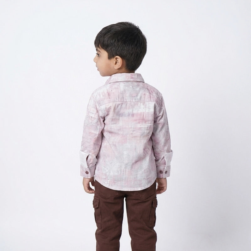 BOYS Printed Shirt with Graphic T-Shirt and Casual Pants Set