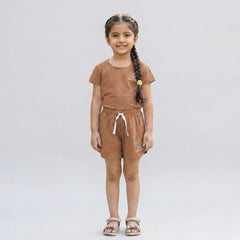 Girls Co-Ord Set – Casual Cotton T-Shirt & Shorts Outfit for Kids