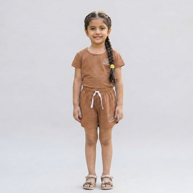 Girls Co-Ord Set – Casual Cotton T-Shirt & Shorts Outfit for Kids