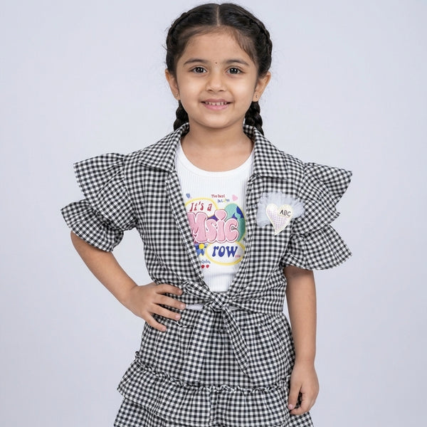 Girls Gingham Co-Ord Skirt Set with Ruffle Sleeves – Stylish Casual & Party Wear Outfit for Kids - image 4