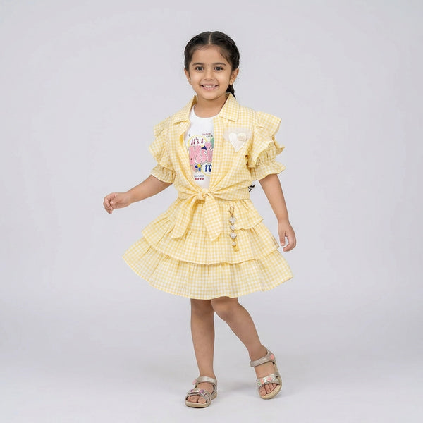 Girls Gingham Co-Ord Skirt Set with Ruffle Sleeves – Stylish Casual & Party Wear Outfit for Kids - image 6