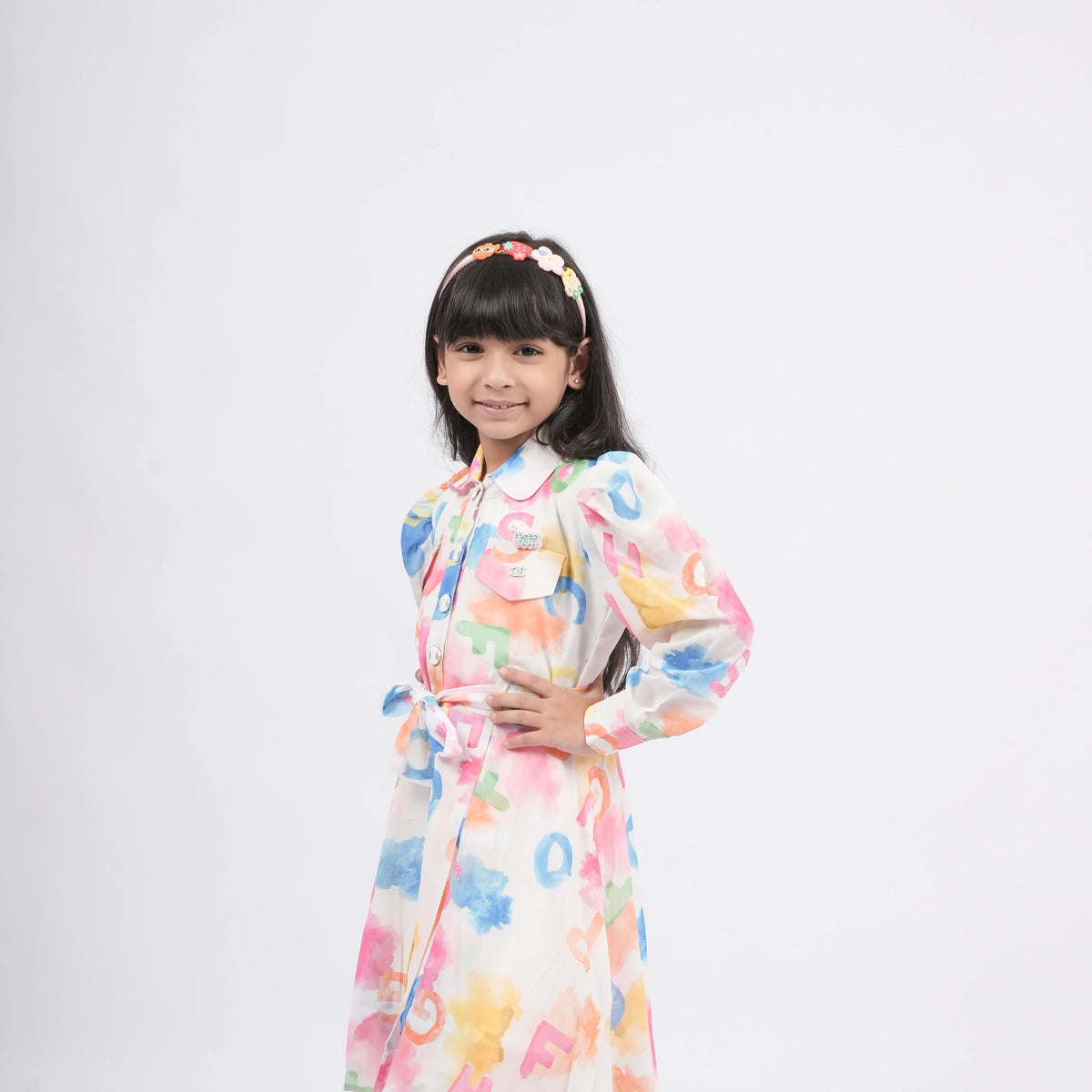 Multicolor Designer Dress for Girls – With Smart Pocket Sling Purse - image 1