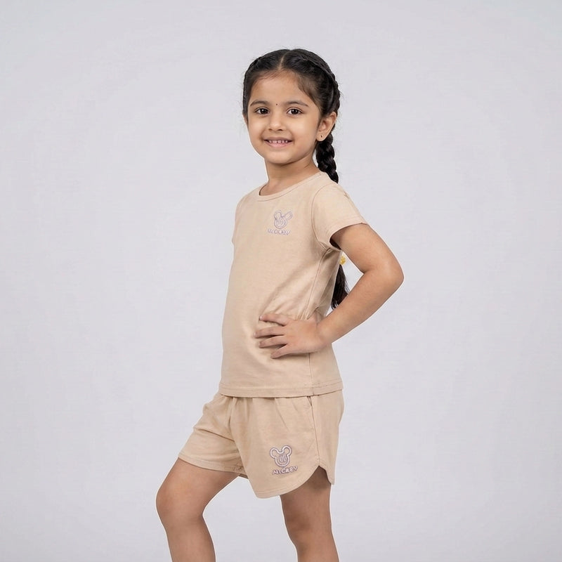 Girls Co-Ord Set – Casual Cotton T-Shirt & Shorts Outfit for Kids