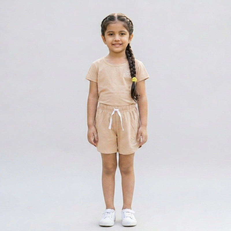 Girls Co-Ord Set – Casual Cotton T-Shirt & Shorts Outfit for Kids
