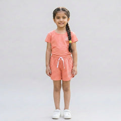 Girls Co-Ord Set – Casual Cotton T-Shirt & Shorts Outfit for Kids