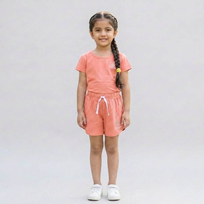 Girls Co-Ord Set – Casual Cotton T-Shirt & Shorts Outfit for Kids