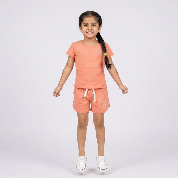 Girls Co-Ord Set – Casual Cotton T-Shirt & Shorts Outfit for Kids
