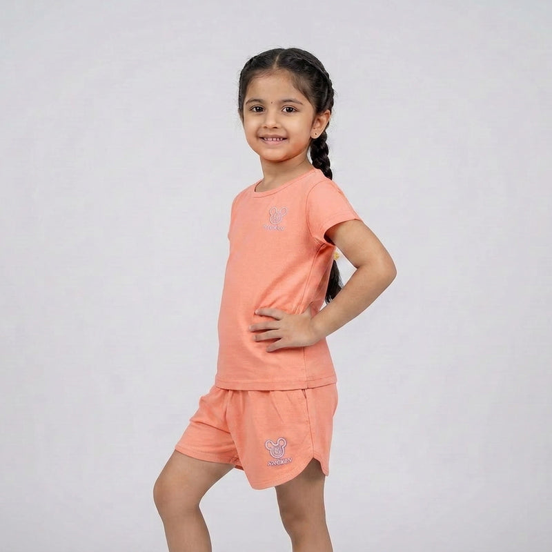Girls Co-Ord Set – Casual Cotton T-Shirt & Shorts Outfit for Kids