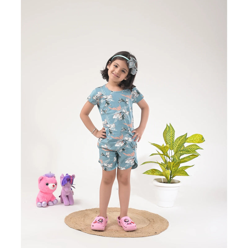Stylish Girls Loungewear –  Drop Shoulder Top & Shorts Set